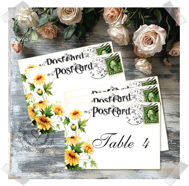 Yellow Daisy Flower Postcard Large Flat Table Card #141