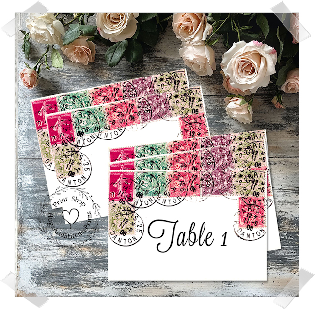 French Stamps Postcard Large Flat Table Card #145