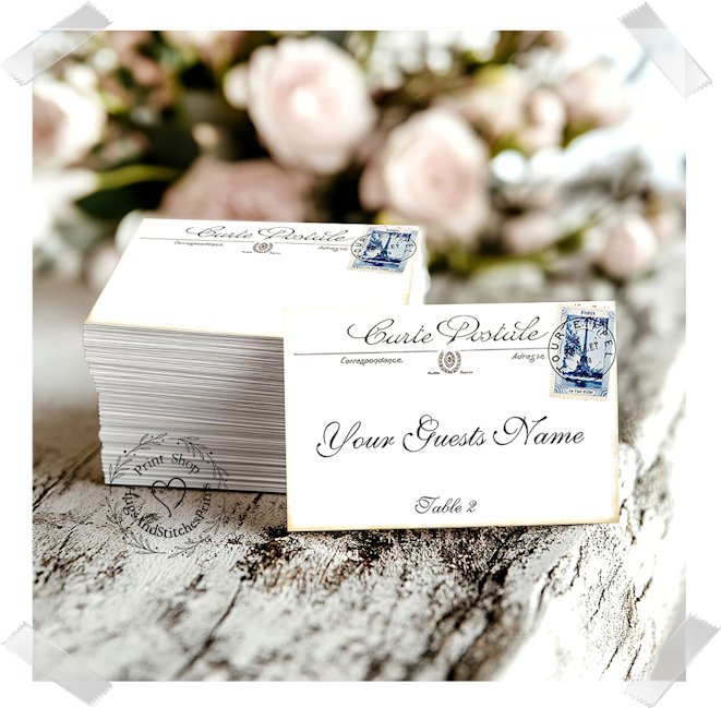 French Eiffel Tower Postcard Flat Place Card #150