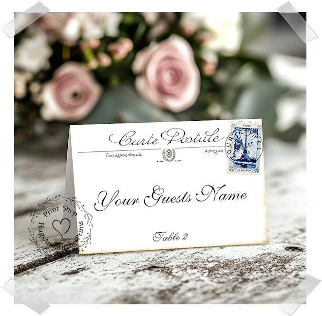 French Eiffel Tower Postcard Tent Place Card #150