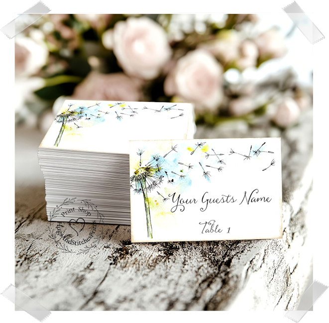 Dandelion Flower Seeds Blowing In The Wind Flat Place Card #257