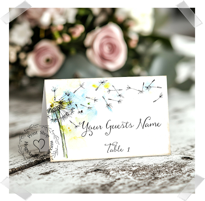 Dandelion Flower Seeds Blowing In The Wind Tent Place Card #257