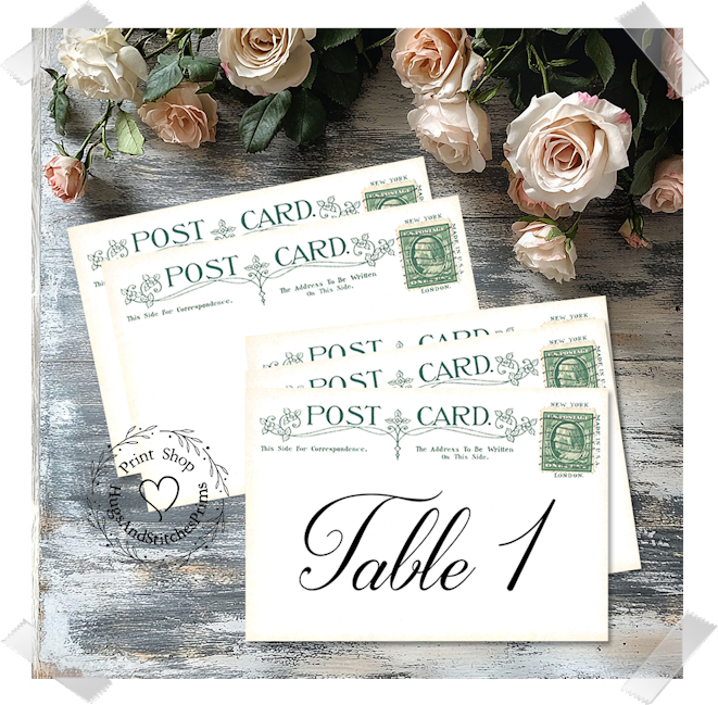 Green Vintage Style Postcard Large Flat Table Card #286