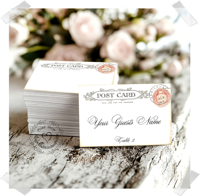 Postcard Vintage Style  Flat Place Card #302