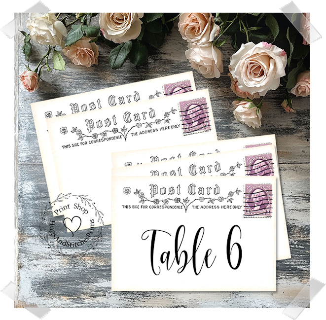 Rose Vine Postcard Large Flat Table Card #326