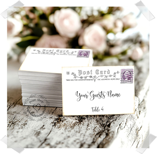 Rose Vine Postcard Flat Place Card #326