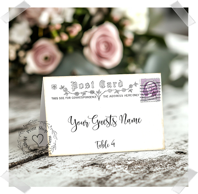Rose Vine Postcard Tent Place Card #326