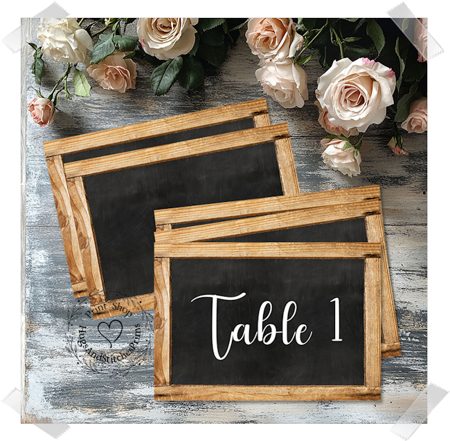 Rustic Wood Chalkboard Style Large Flat Table Card #333