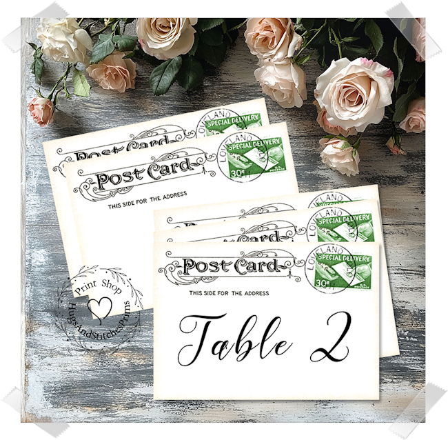 Postcard Green Special Delivery Stamp Large Flat Table Card #340