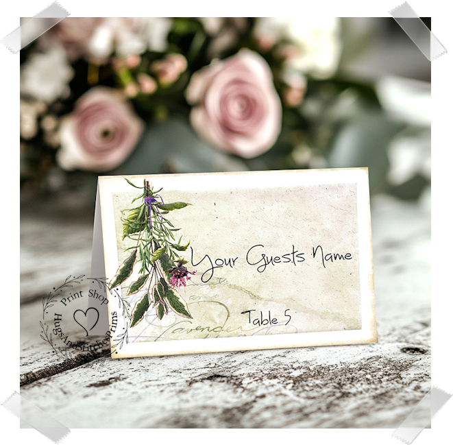 Wildflowers & Herbs Tent Place Card #358