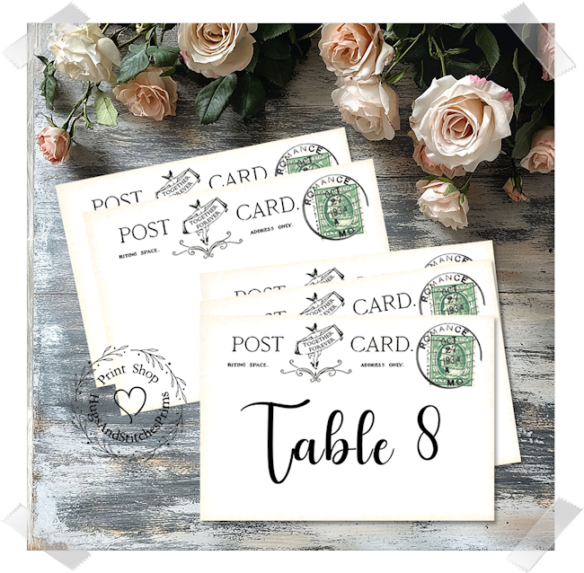 Postcard Green Stamp Large Flat Table Card #375