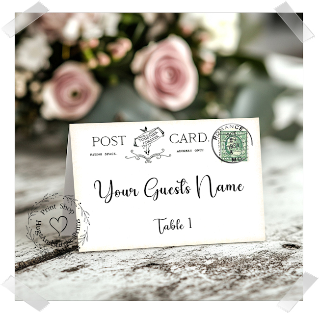 Postcard Green StampTent Place Card #375