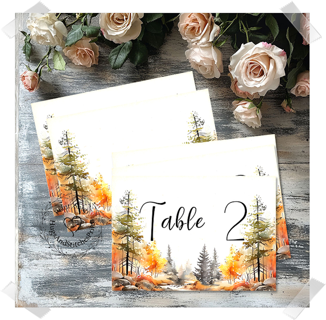 Autumn Fall Forest Trees Large Flat Table Card #388