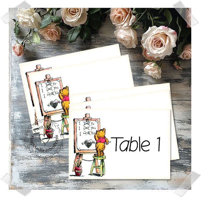 Classic Bear I Love You Large Flat Table Card #395