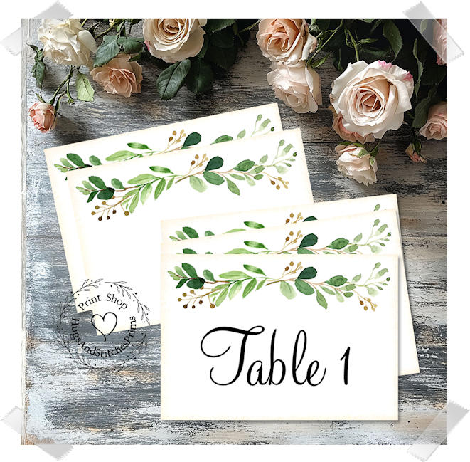 Eucalyptus & Berries Swag Large Flat Table Card #399