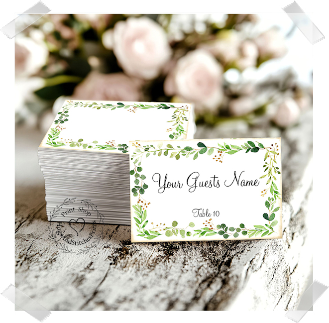 Eucalyptus & Berries Frame Flat Place Card #399
