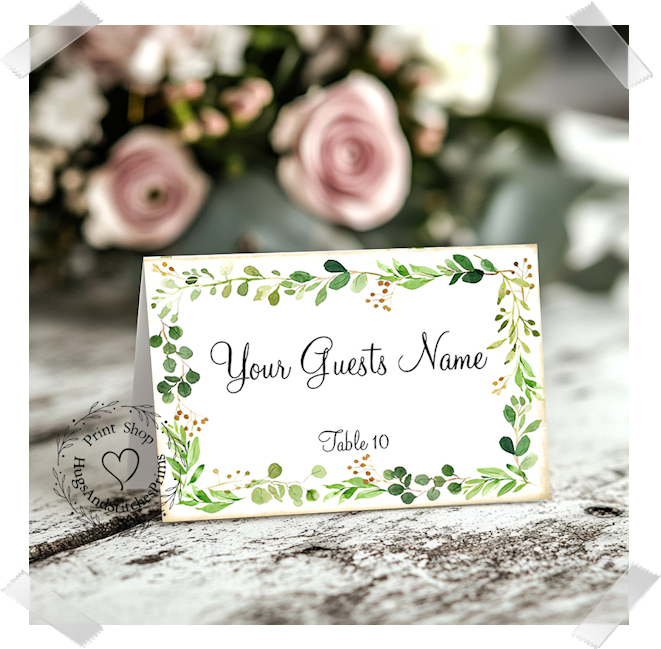 Eucalyptus & Berries Frame Tent Place Card #399
