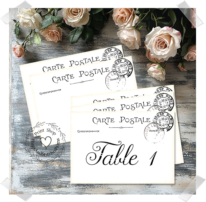French Postmark Large Flat Table Card #420