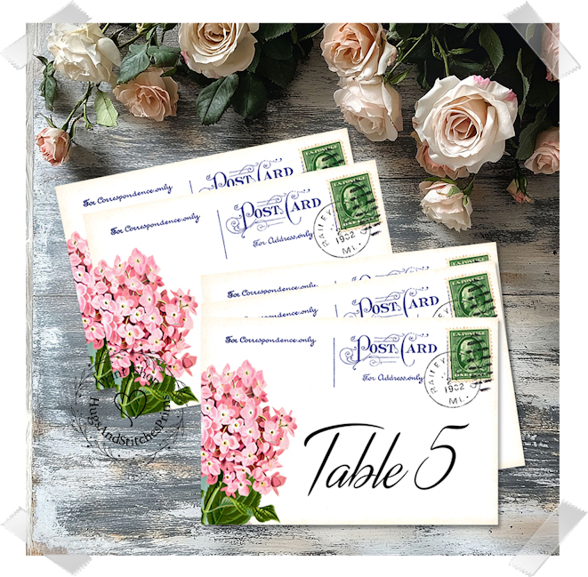 Hydrangea Postcard Large Flat Table Card #540