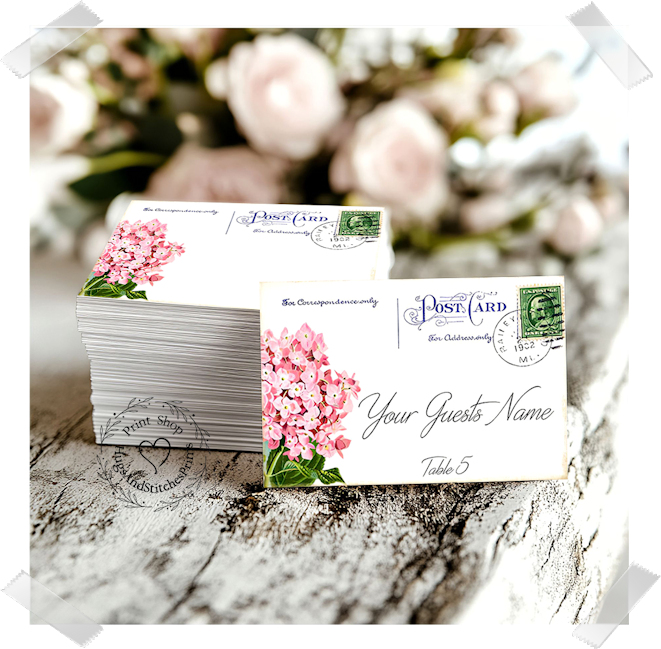 Hydrangea Postcard Flat Place Card #540