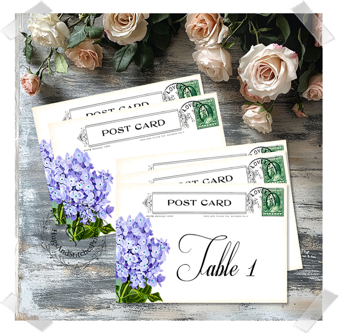 Hydrangea Flower Postcard Large Flat Table Card #603