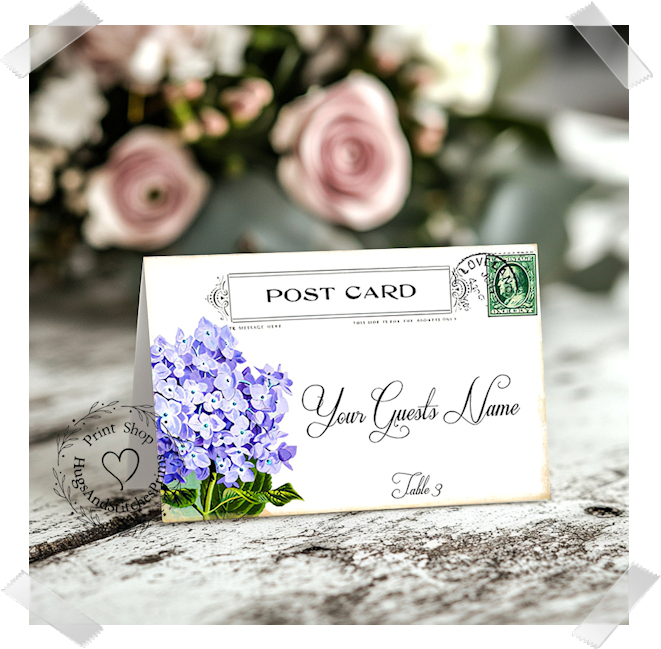 Hydrangea Flower Postcard Tent Place Card #603