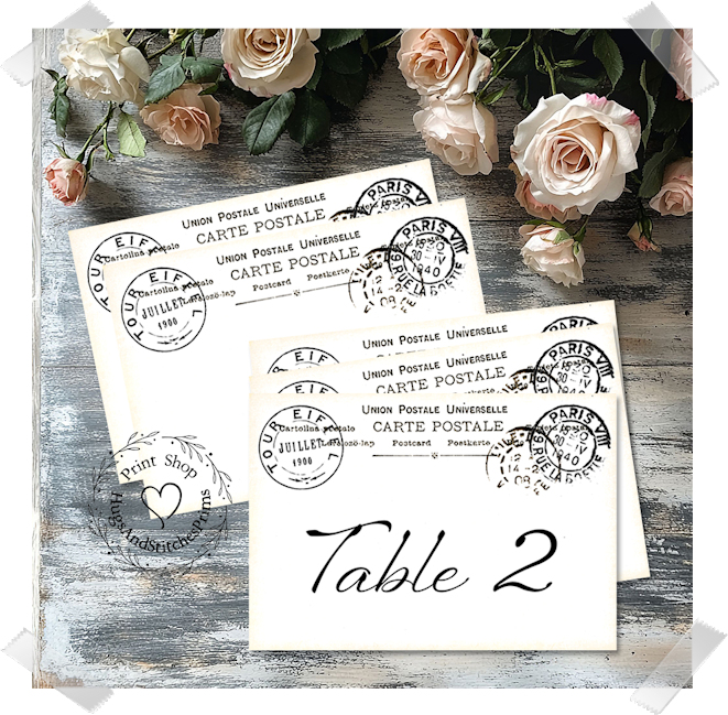 French Postmark Postcard Large Flat Table Card #615