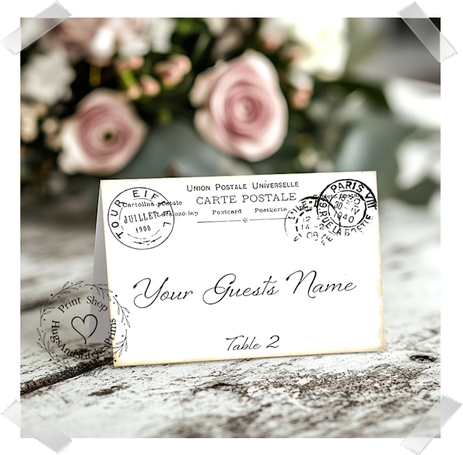 French Postmark Postcard Tent Place Card #615