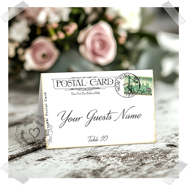 New York Postmark Postcard Tent Place Card #619