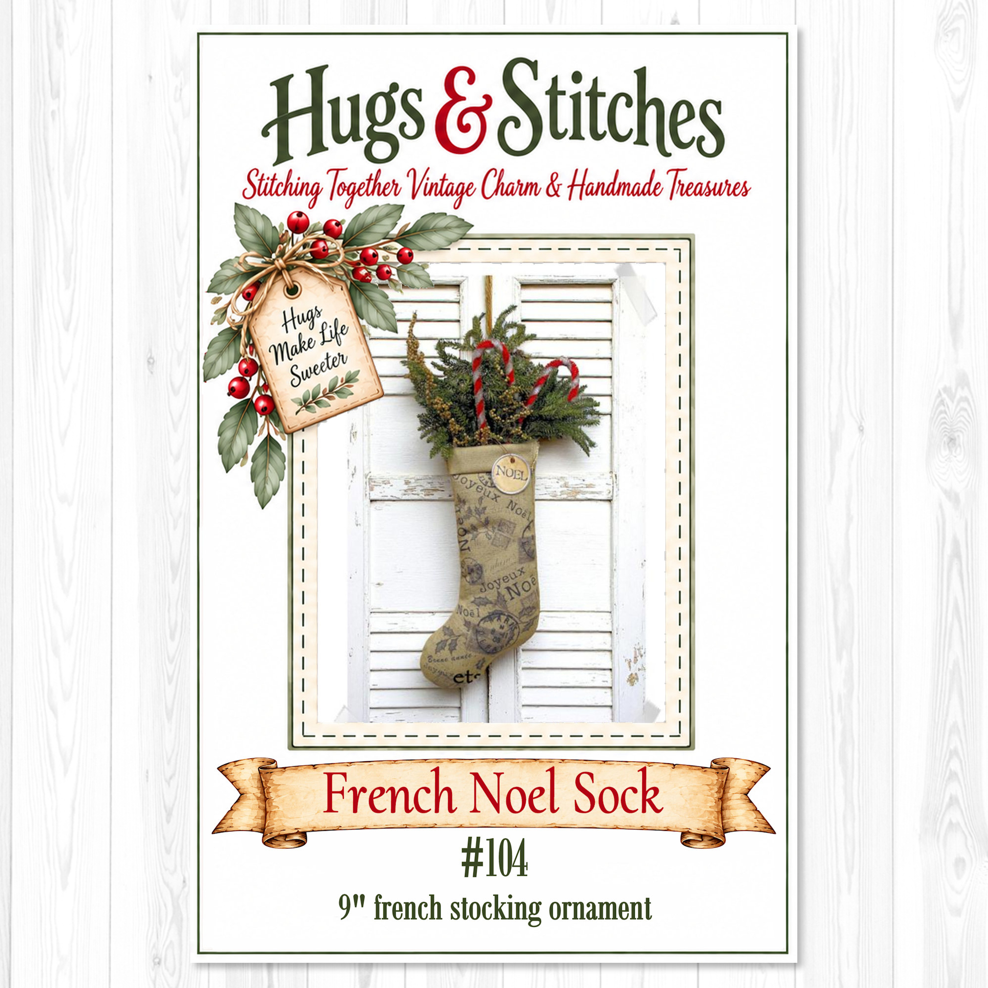 French Noel Stocking Ornament Pattern #104