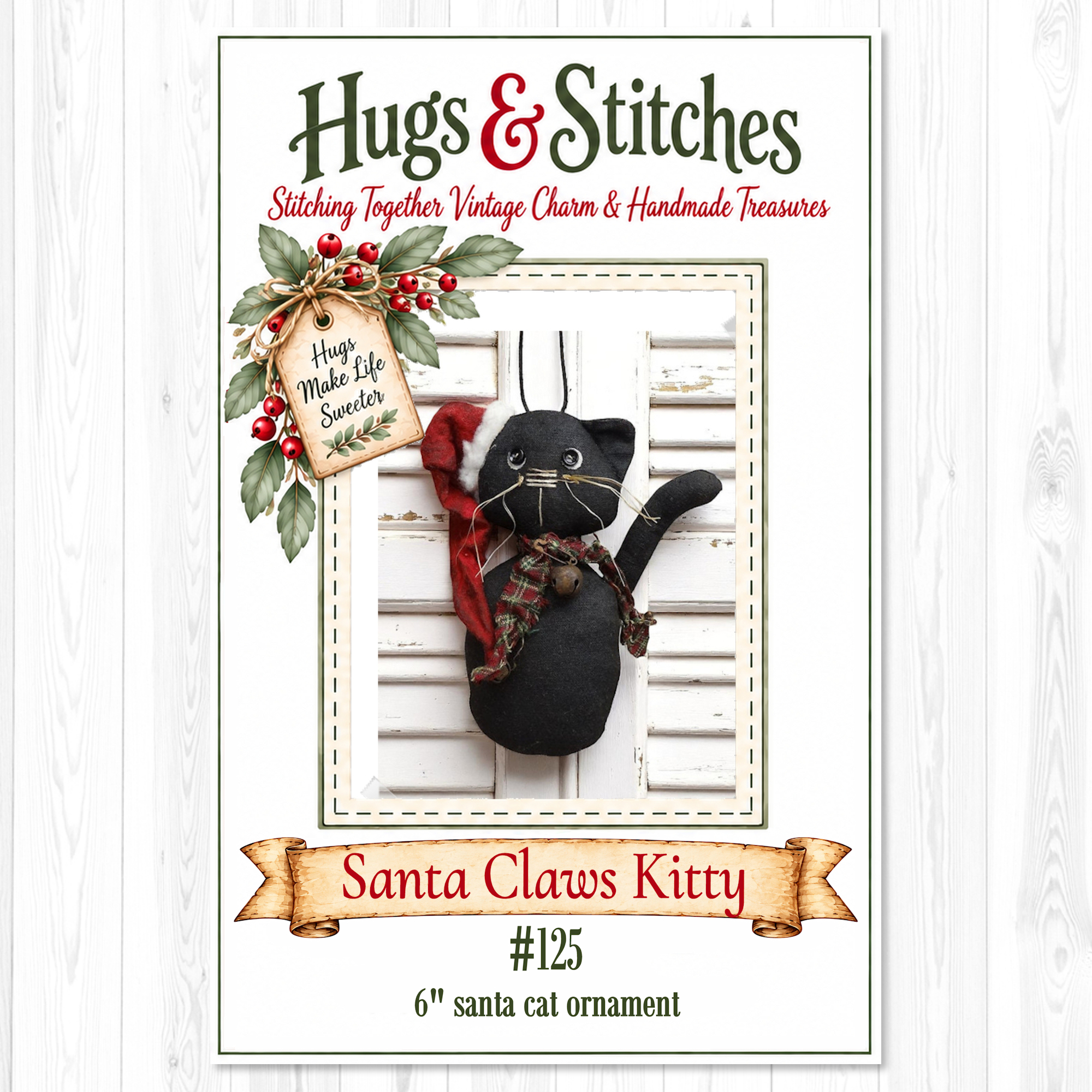 Santa Claws Kitty Ornament Pattern #125