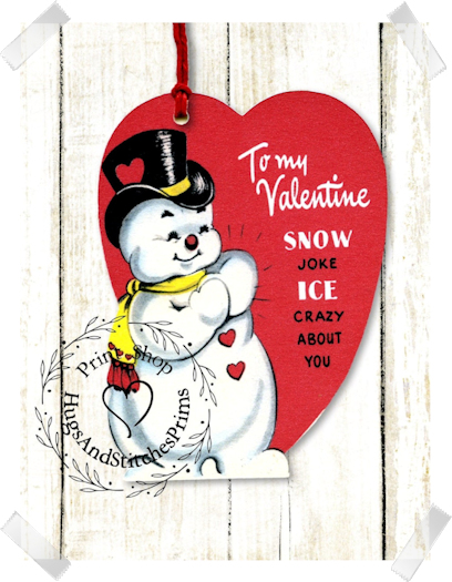 249 - Retro Snowman Snow Joke Ice Crazy Valentines Tags