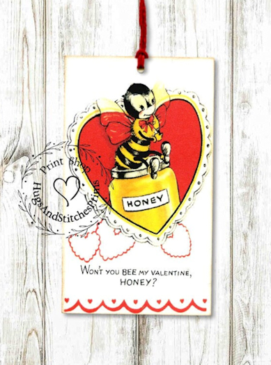 449 - Retro Won't You Bee My Honey Valentines Tags