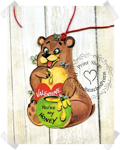 083 - Retro You're My Honey Bear Bee Valentine Tags