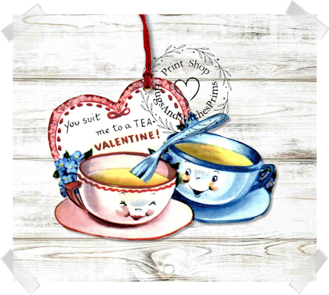 131 - Retro You Suit Me To A Tea Valentine Tags