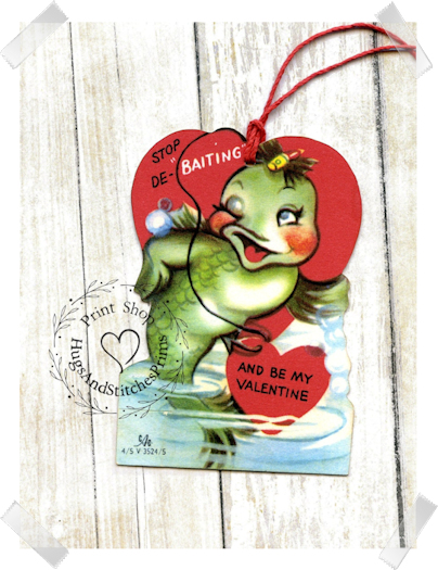 132 - Retro Fish Stop De-Baiting Fish Valentine Tags