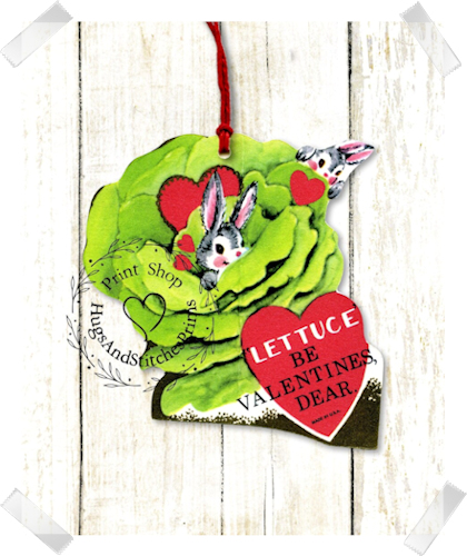154 - Retro Bunny Rabbit Lettuce Valentine Tags