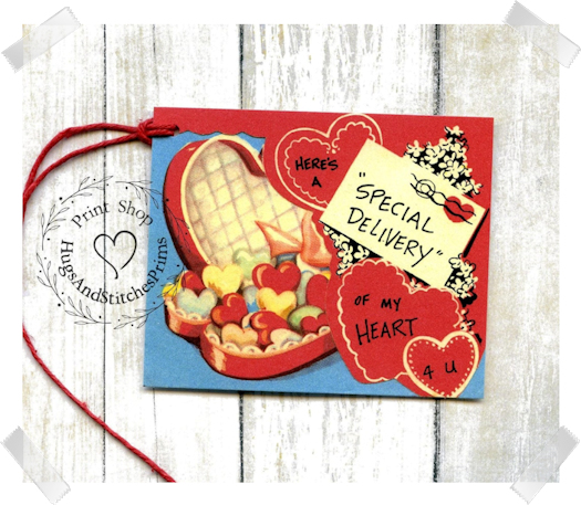 162 - Retro Special Delivery of My Heart Candy Valentine Tags