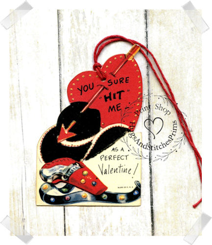 169 - Retro Cowboy Western You Hit Me As Perfect Valentine Tags