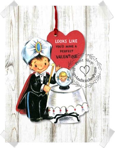 175 - Retro Magician Valentine Tags