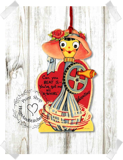176 - Retro You've Got Me In A Whirl Egg Beater Valentine Tags