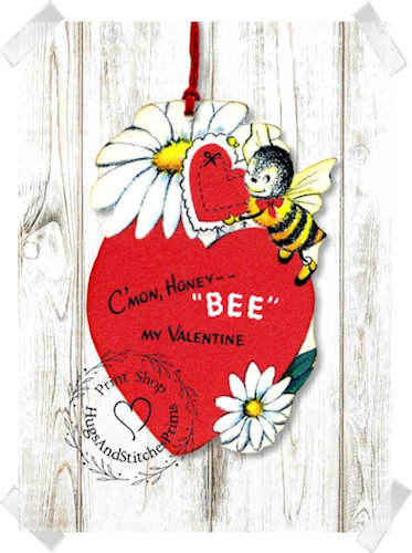 177 - Retro C'mon Honey Bee My Valentine Tags