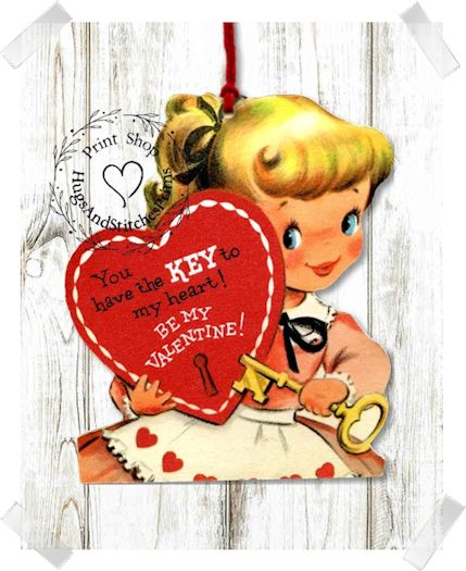 193 - Retro You Have The Key To My Heart Valentine Tags