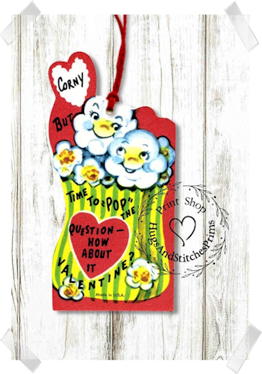 196 - Retro Time To Pop The Question Popcorn Valentine Tags
