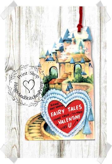 204 - Retro Fairytales Come True Castle Valentine Tags