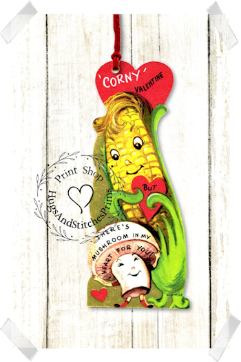 222 - Retro Corny There's So Mushroom Valentines Tags