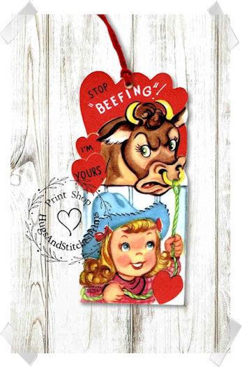 235 - Retro Stop Beefing I'm Yours Cowgirl Valentines Tags