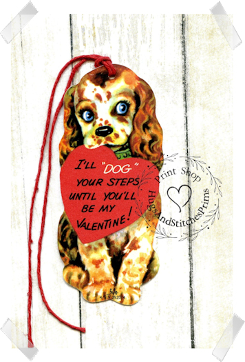 238 - Retro Spaniel Puppy Dog Valentines Tags