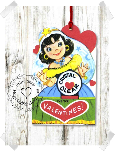 273 - Retro Crystal Clear Fortune Teller Valentines Tags