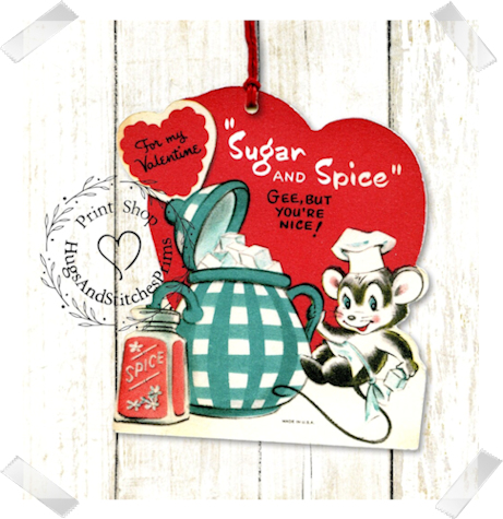 297 - Retro Sugar & Spice Gee You're Nice Valentines Tags